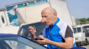 بشكل استثنائي.. روسي يذهل المارة في الشارع بسبب طول أنفه الغريب